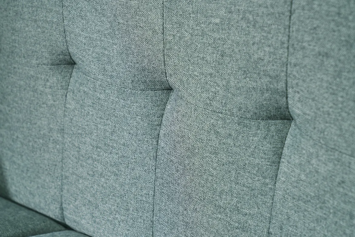 Canapé scandinave 2 places en tissu vert de gris et bois clair MOON