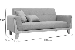 Canapé scandinave 3 places en tissu gris et bois clair FJORD