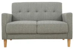 Canapé scandinave 2 places en tissu gris et bois clair MOON