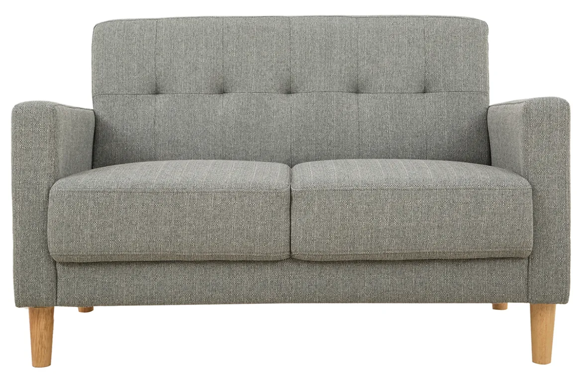 Canapé scandinave 2 places en tissu gris et bois clair MOON
