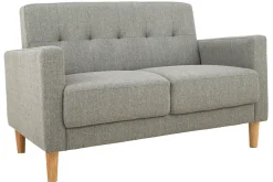 Canapé scandinave 2 places en tissu gris et bois clair MOON