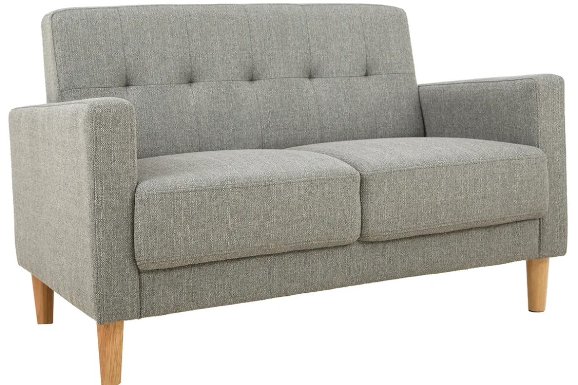 Canapé scandinave 2 places en tissu gris et bois clair MOON
