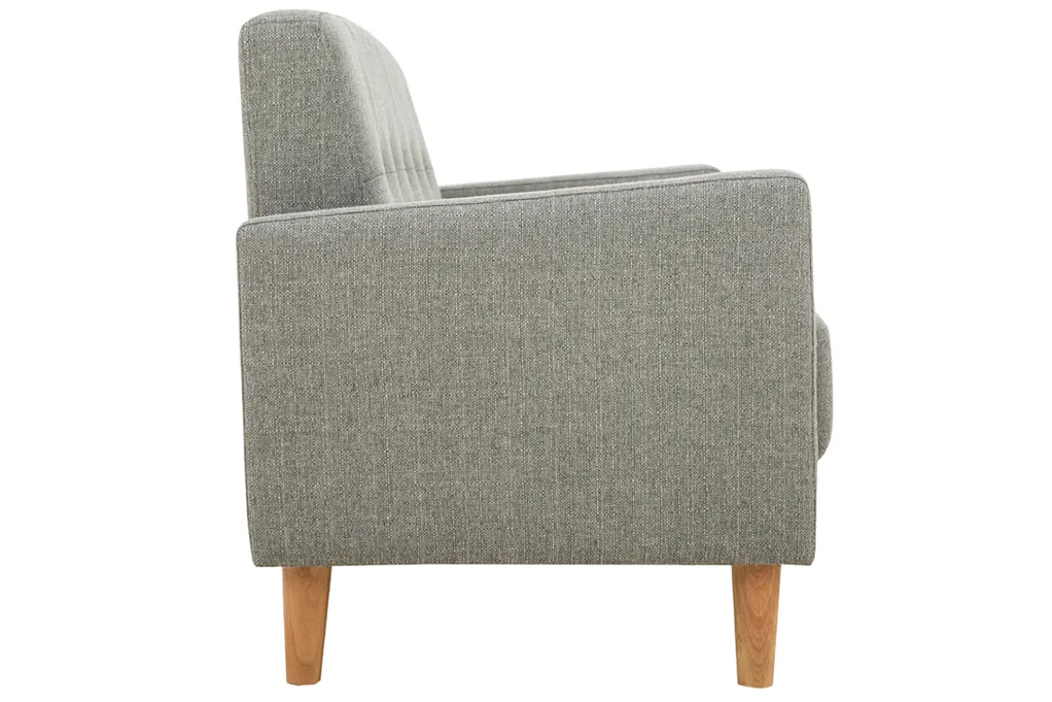Canapé scandinave 2 places en tissu gris et bois clair MOON