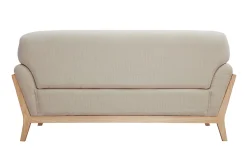 Canapé scandinave 2 places en tissu beige et bois clair YOKO