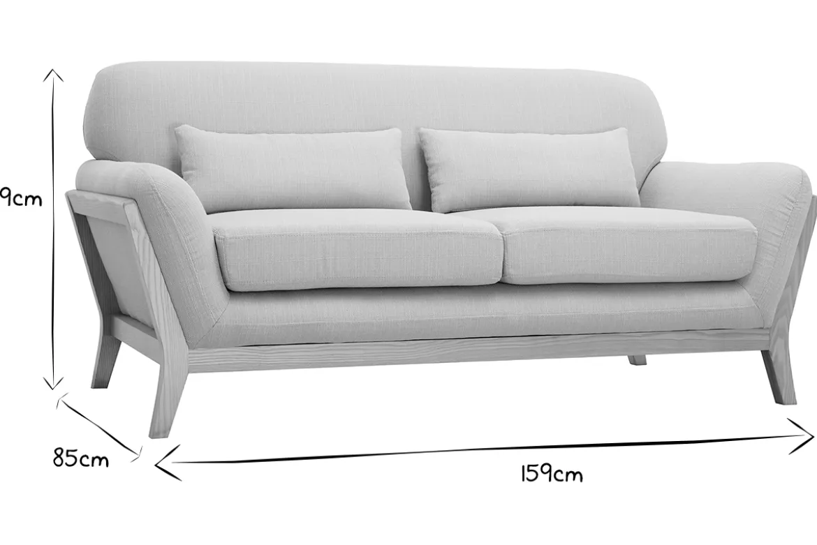Canapé scandinave 2 places en tissu beige et bois clair YOKO