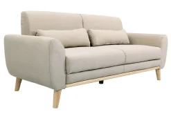 Canapé scandinave 3 places en tissu beige et bois clair EKTOR
