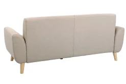 Canapé scandinave 3 places en tissu beige et bois clair EKTOR