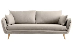 Canapé scandinave 3 places en tissu beige et bois clair CREEP