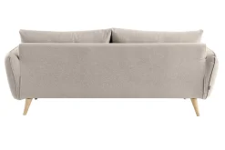 Canapé scandinave 3 places en tissu beige et bois clair CREEP