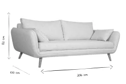 Canapé scandinave 3 places en tissu beige et bois clair CREEP