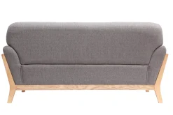 Canapé scandinave 2 places en tissu gris et bois clair YOKO