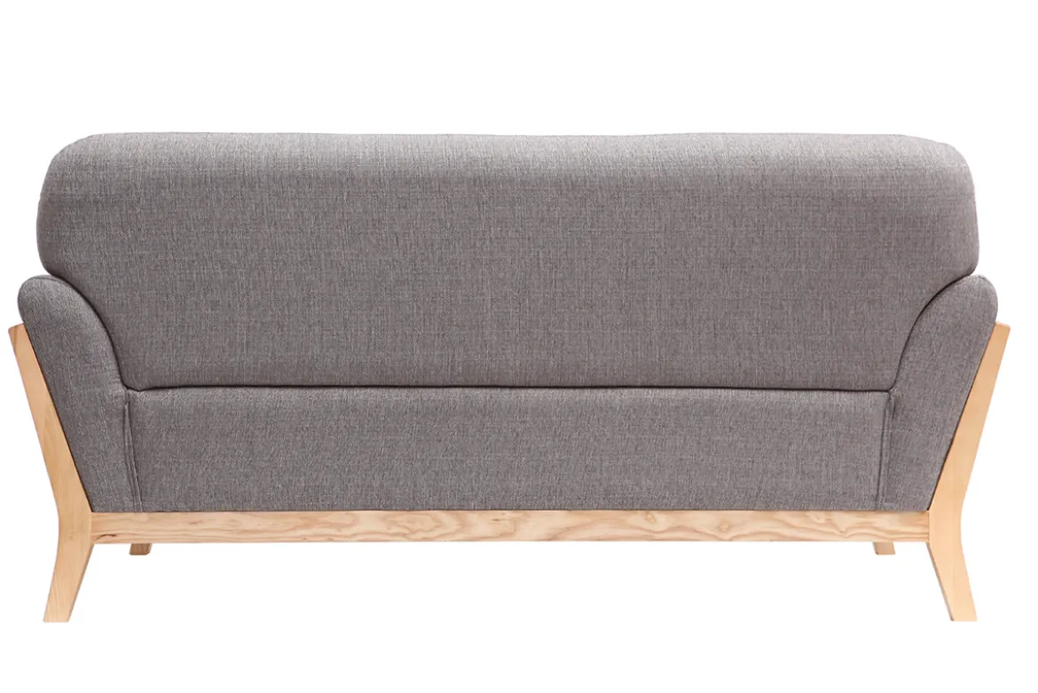 Canapé scandinave 2 places en tissu gris et bois clair YOKO