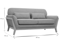 Canapé scandinave 2 places en tissu gris et bois clair YOKO