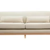 Canapé scandinave 3 places en tissu beige et bois clair YOKO