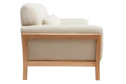 Canapé scandinave 3 places en tissu beige et bois clair YOKO