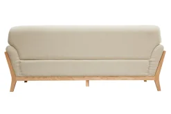 Canapé scandinave 3 places en tissu beige et bois clair YOKO