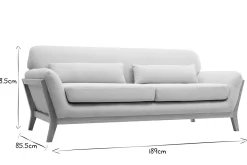 Canapé scandinave 3 places en tissu beige et bois clair YOKO