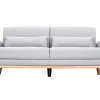 Canapé scandinave 3 places en tissu gris clair et bois clair EKTOR