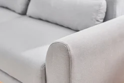 Canapé scandinave 3 places en tissu gris clair et bois clair EKTOR
