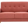 Canapé scandinave 2 places en tissu effet velours texturé terracotta et bois clair MOON