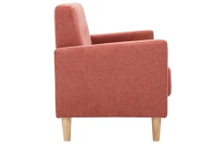 Canapé scandinave 2 places en tissu effet velours texturé terracotta et bois clair MOON