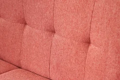 Canapé scandinave 2 places en tissu effet velours texturé terracotta et bois clair MOON
