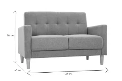 Canapé scandinave 2 places en tissu effet velours texturé terracotta et bois clair MOON