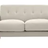 Canapé scandinave 2 places en tissu beige et bois clair LUNA