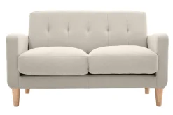 Canapé scandinave 2 places en tissu beige et bois clair LUNA