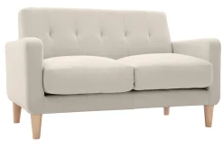 Canapé scandinave 2 places en tissu beige et bois clair LUNA