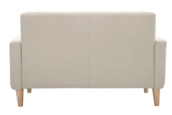 Canapé scandinave 2 places en tissu beige et bois clair LUNA