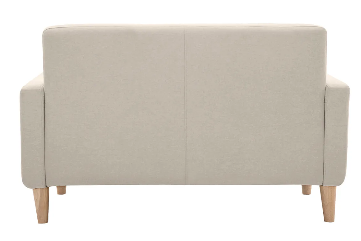 Canapé scandinave 2 places en tissu beige et bois clair LUNA