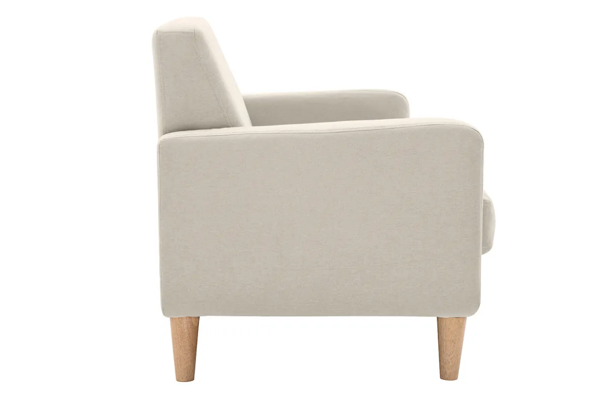 Canapé scandinave 2 places en tissu beige et bois clair LUNA