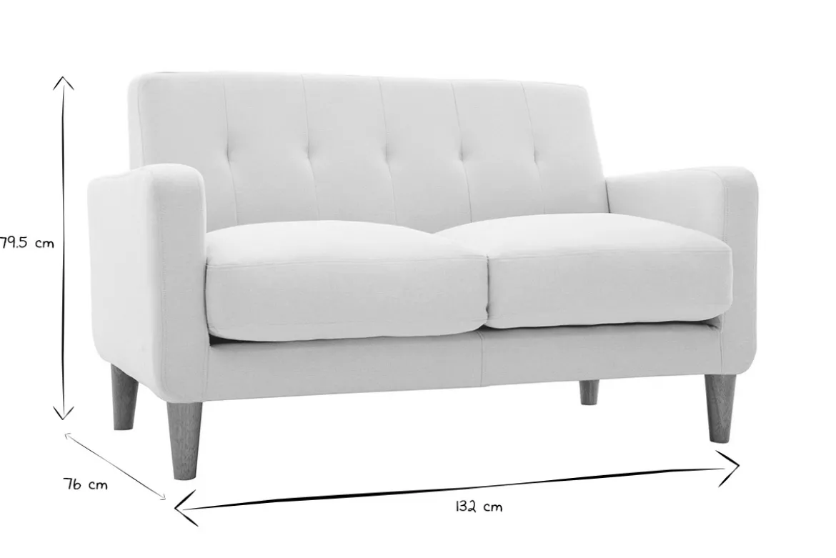 Canapé scandinave 2 places en tissu beige et bois clair LUNA