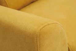 Canapé scandinave 2 places en tissu effet velours jaune moutarde et bois clair EKTOR