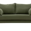 Canapé scandinave 2 places en tissu vert kaki et bois clair KATE