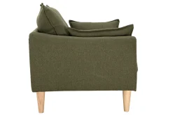 Canapé scandinave 2 places en tissu vert kaki et bois clair KATE