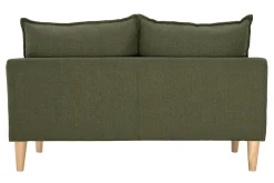 Canapé scandinave 2 places en tissu vert kaki et bois clair KATE