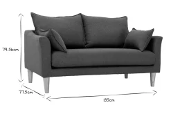 Canapé scandinave 2 places en tissu vert kaki et bois clair KATE