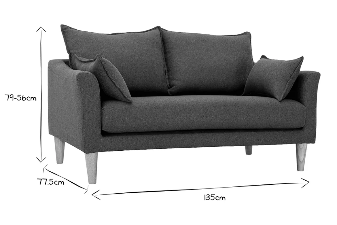 Canapé scandinave 2 places en tissu vert kaki et bois clair KATE
