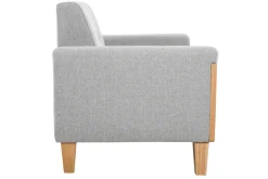 Canapé scandinave 2 places en tissu gris et bois clair FJORD