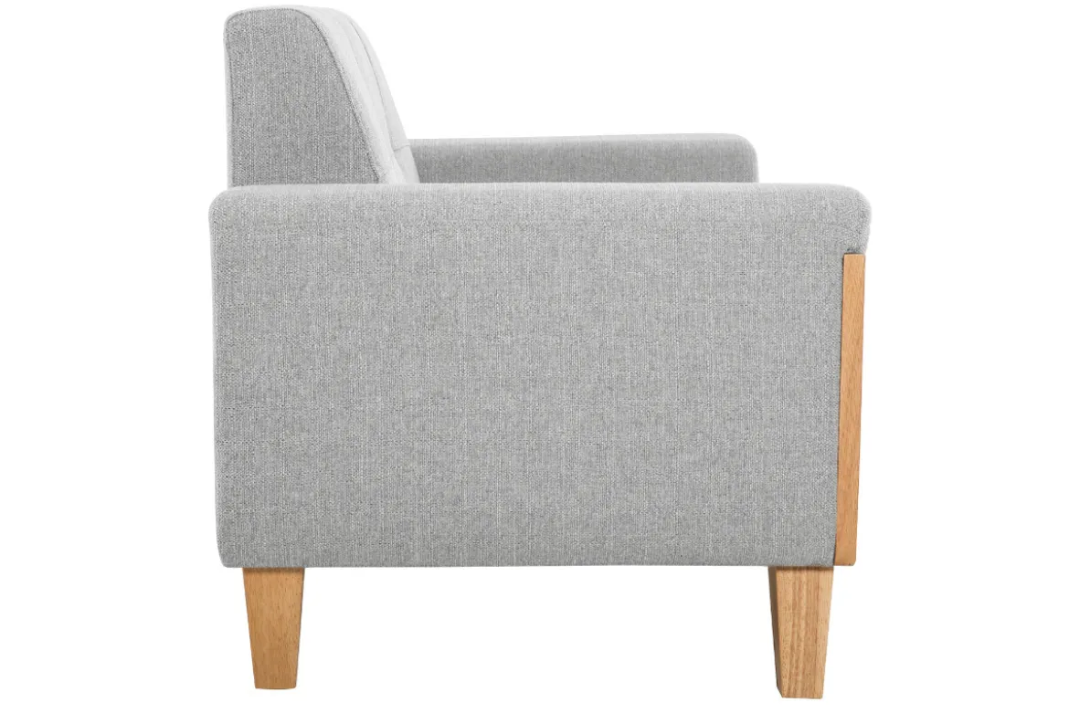Canapé scandinave 2 places en tissu gris et bois clair FJORD