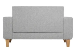 Canapé scandinave 2 places en tissu gris et bois clair FJORD