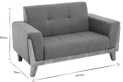 Canapé scandinave 2 places en tissu gris et bois clair FJORD