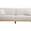 Canapé scandinave 3 places en tissu effet velours texturé beige et bois clair FREEMA