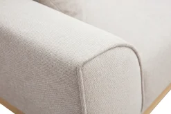 Canapé scandinave 3 places en tissu effet velours texturé beige et bois clair FREEMA
