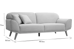 Canapé scandinave 3 places en tissu effet velours texturé beige et bois clair FREEMA