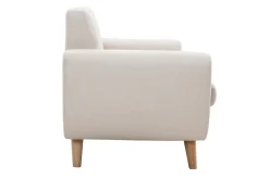 Canapé scandinave 2 places en tissu beige et bois clair PURE