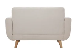 Canapé scandinave 2 places en tissu beige et bois clair PURE