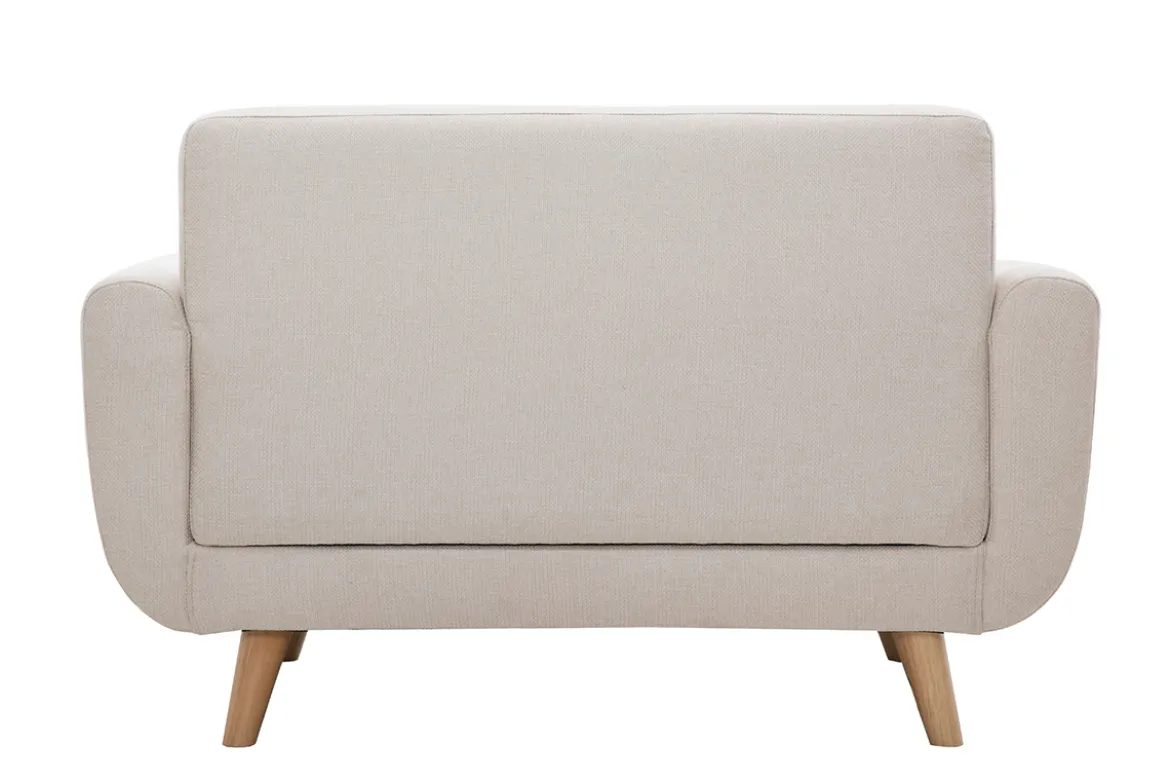 Canapé scandinave 2 places en tissu beige et bois clair PURE